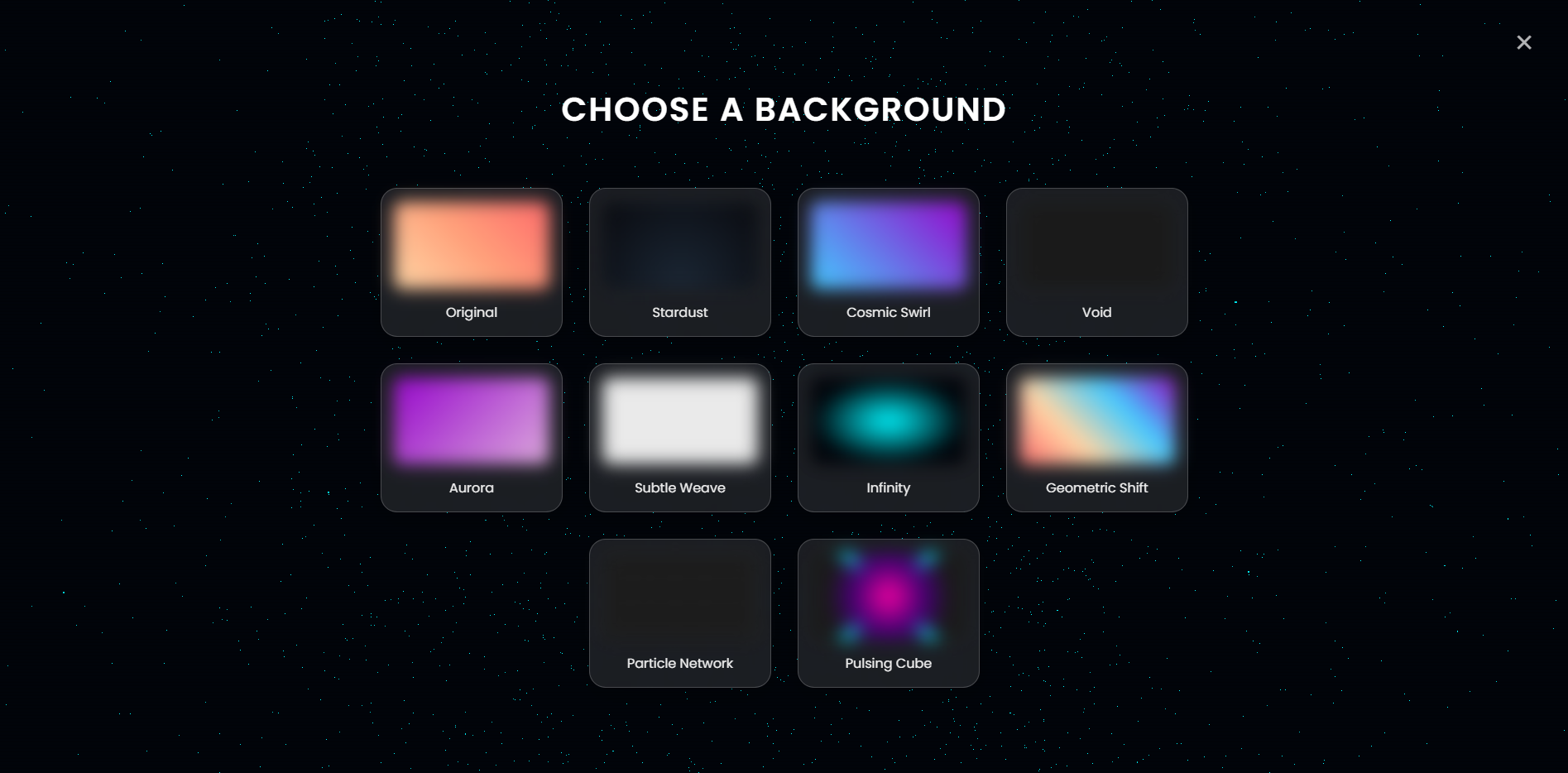Changeable backgrounds feature